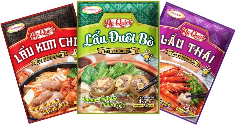 Ajinomoto Việt Nam đã chính thức tung ra thị trường các sản phẩm mới mang thương hiệu Aji-Quick, gồm Aji-Quick Lẩu Kim Chi và Aji-Quick Lẩu Đuôi Bò 