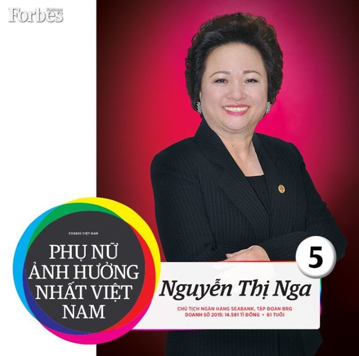 Forbes Việt Nam đánh giá bà Nga là một trong những phụ nữ ảnh hưởng nhất Việt Nam 2015