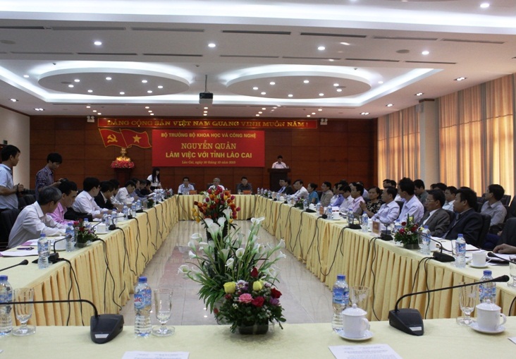 Quang cảnh buổi làm việc của Bộ trưởng Nguyễn Quân với lãnh đạo Tỉnh ủy Lào Cai