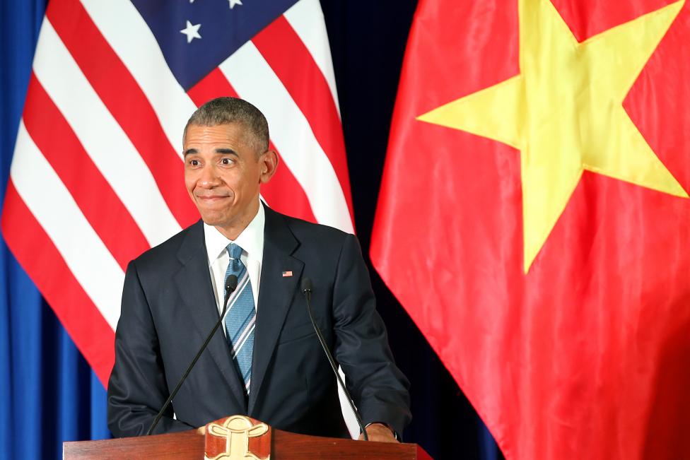 Tổng thống Obama tham dự buổi họp báo tại Trung tâm hội nghị Quốc gia – Hà Nội 