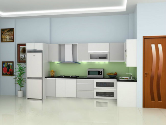Sử dụng màu sơn sáng hơn: Một màu sơn sáng trên tường và tủ sẽ khiến cho không gian căn bếp trở nên sáng sủa, tạo cảm giác rộng rãi hơn và sang trọng hơn. Những gam màu sáng sẽ phản chiếu ánh sáng, giúp che đi những khuyết điểm như vết lồi lõm trên tủ bếp cũ.