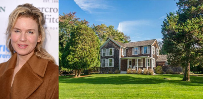 Renee Zellweger: ở Đông Hampton, New York. Mặc dù căn nhà này không đắt giá bằng căn nhà của Bridget Jones, nhưng nó lại là một nơi nghỉ dưỡng vô cùng hoàn hảo dành cho Renee Zellweger. Cô ấy mới bán căn nhà 4 phòng ngủ cho Linda Haugevik - Douglas Elliman với giá 4,45 triệu đô sau khi sở hữu nó hơn 10 năm. 