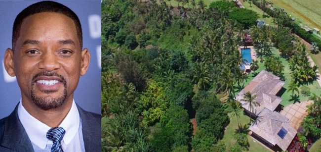 Will Smith: ở Kauai, Hawaii. Will Smith mua căn nhà tuyệt vời rộng rãi này ở thiên đường của người Hawaii vào năm 2009 với giá 13,5 triệu đô. Cũng như những căn nhà nghỉ mát khác, căn nhà này gồm một hồ bơi, và cả một bãi biển riêng. Smith và gia đình anh đã bán căn nhà năm 2011, nhưng có lẽ giá của căn nhà này sẽ càng ngày càng tăng lên. 