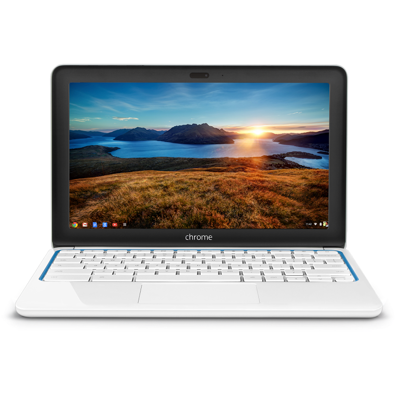 HP Chromebook 11 đứng đầu trong danh sách 4 mẫu laptop giá rẻ 2014 dưới 5 triệu với 2 màu trắng, xanh, thu hút sự chú ý của nhiều khách hàng với những tính năng nổi bật. 