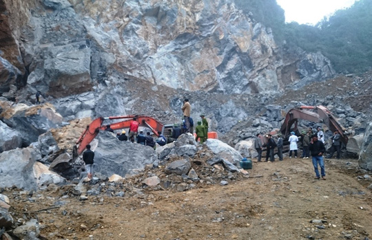 Hiện trường xảy ra vụ sập mỏ đá Thanh Hóa