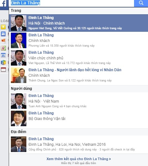 Bí thư Đinh La Thăng bị mạo danh trên facebook