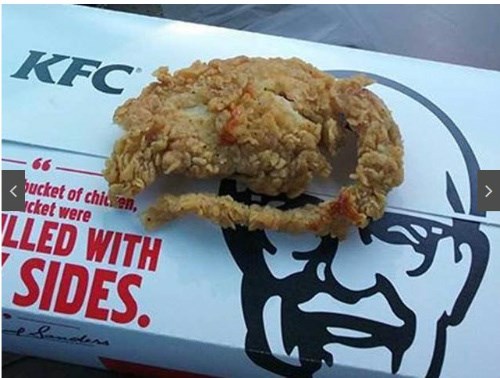 Hình dạng miếng gà rán KFC mà người thanh niên cho là thịt chuột