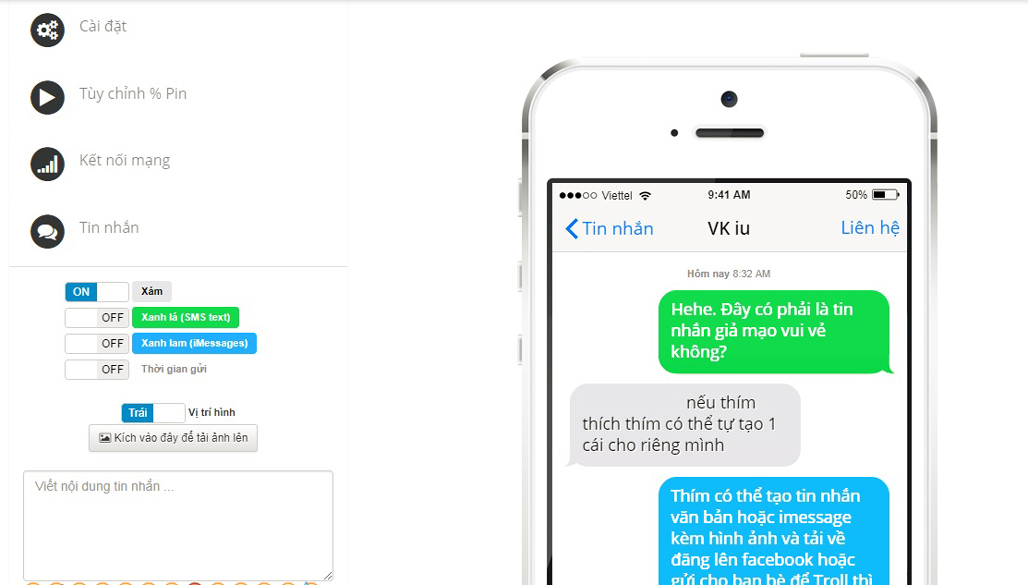 Người dùng có thể dễ dàng tạo ra các tin nhắn với các thông số hiển thị trên màn hình iPhone