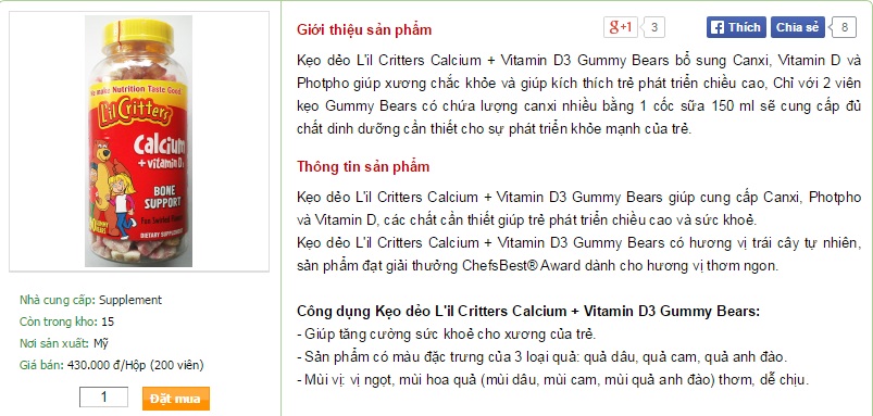 Kẹo dẻo Gummy Bear được rao bán khá nhiều tại thị trường Việt Nam