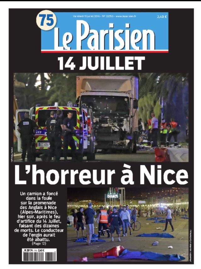báo chí Pháp đưa tin về vụ tấn công kinh hoàng. Ảnh AFP