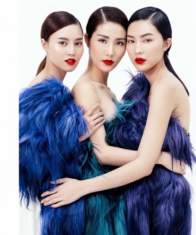 Bộ ba mỹ nhân Lan Ngọc - Diễm My - Helly Tống trên trang bìa tạp chí.