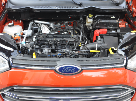 Ford EcoSport trang bị động cơ 1.5 lít, I4, DOHC, 16 van, Ti – VCT. Công suất đạt 110 Hp/6300vp, Mô men xoắn cực đại 140 Nm/4400 v/p. công nghệ Ti – VCT giúp đóng mở van nạp và xả biến thiên theo tốc độ vòng quay của trục khuỷu động cơ. Vì thế, nhiên liệu được đốt cháy triệt để giúp cho EcoSport Ford tiết kiệm nhiên liệu đến khó tin, chỉ với 6.5 lít/100 km.