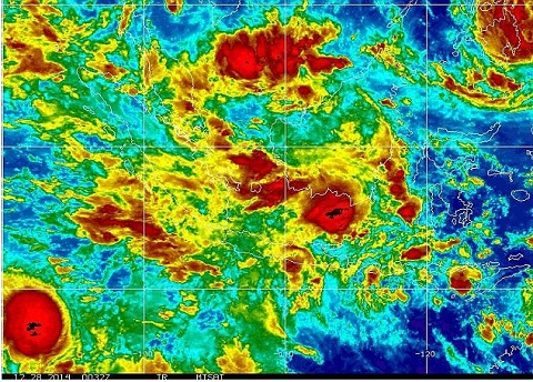 Hình ảnh từ vệ tinh cho thấy có nhiều cơn bão ở vùng biển nơi chiếc máy bay mất tích