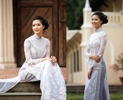 Hoa hậu Thùy Dung cũng được cho là người mặc áo dài đẹp nhất trong làng giải trí Việt