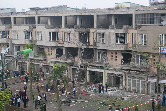 Hiện trường vụ nổ kinh hoàng ở khu đô thị Văn Phú, Hà Đông, Hà Nội chiều 19/3 nhìn từ trên cao xuống