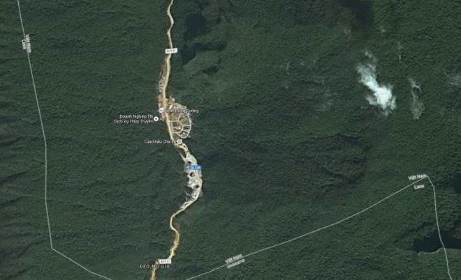  Khu vực cửa khẩu Cha Lo xảy ra vụ nổ xe khách sáng 2/6. Ảnh Google Earth/Tuổi trẻ
