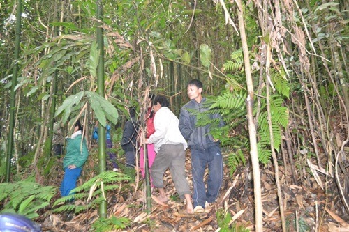 Hiện trường nơi người dân Hà Giang phát hiện thi thể trong rừng vàu