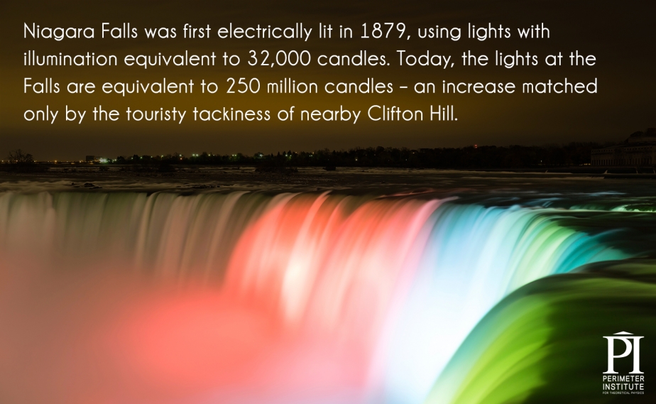 Thác Niagara được thắp sáng bằng điện từ năm 1879, lúc đó ánh sáng tương đương với 32,000 ngọn nến, bây giờ thì ánh sáng được tăng công suất lên tương đương với 250 triệu ngọn nến