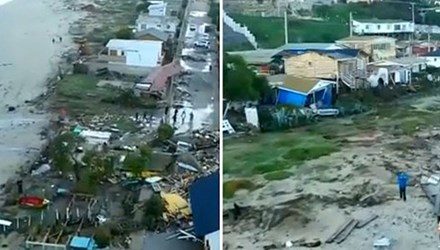 Thị trấn Los Vilos, cách thủ đô Santiago khoảng 210 km về phía bắc, đã bị một cơn sóng thần cao 4,9 mét tấn công sau cơn địa chấn mạnh vào tối thứ Tư. Ảnh: Telegraph