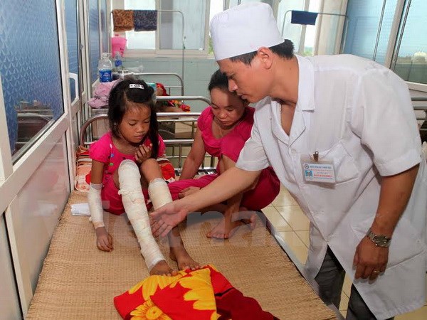 Trẻ em bị bỏng hiện đang được cấp cứu tại bệnh viện Thanh Hóa