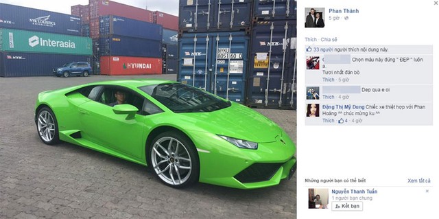 Đây cũng chính là điều khiến Phan Hoàng được giới chơi siêu xe chú ý. Được biết, đây là chiếc Lamborghini Huracan thứ 2 nhập khẩu về Việt Nam, và là chiếc màu xanh cốm duy nhất tại Việt Nam. Món quà sinh nhật này có giá lên tới 16 tỷ đồng.