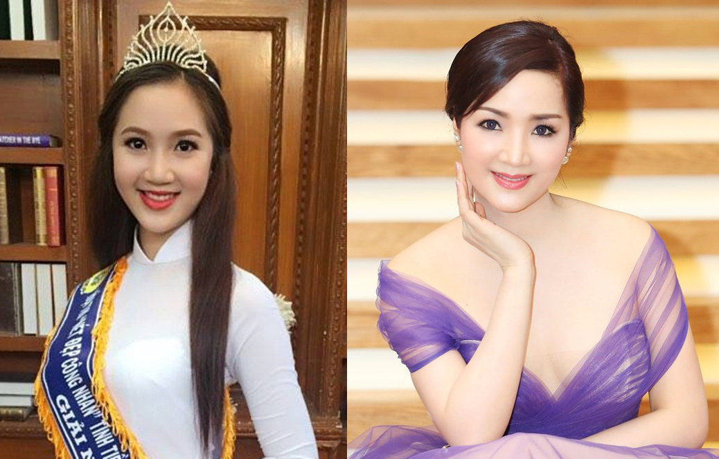 Trong số 18 người đẹp lọt vào chung kết Hoa hậu Việt Nam năm nay có một thí sinh được coi là bản sao của Hoa hậu Đền Hùng Giáng My (phải). Đó là Trần Ngô Thu Thảo (trái), đến từ Tiền Giang.
