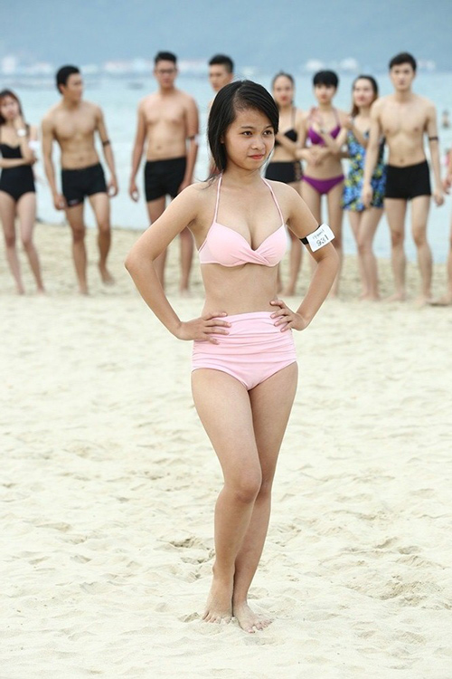 Mặc dù chiều cao khiêm tốn hơn tất cả các thí sinh khác nhưng Kiều Trang vẫn tự tin.