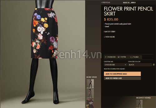 Chiếc chân váy bút chì in hình hoa cực đẹp mà chị diện có giá 825 USD (tầm 17 triệu VND).
