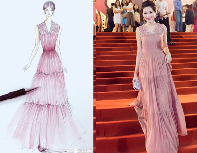 Tuy nhiên, bộ trang phục từng giúp Hoa hậu Việt Nam 2012 tạo dấu ấn hình ảnh ở sự kiện quy tụ nhiều nghệ sĩ, người đẹp Vbiz được thiết kế bởi Lê Thanh Hòa. 