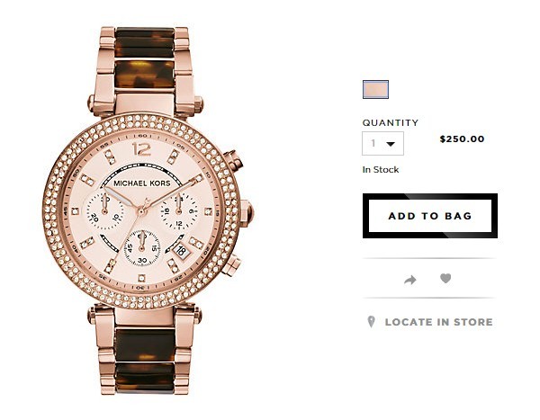 Đây là thiết kế mang tên ''Parker'' của thương hiệu Michael Kors. Giá gốc của chiếc đồng hồ này là 250$ (hơn 5 triệu đồng).