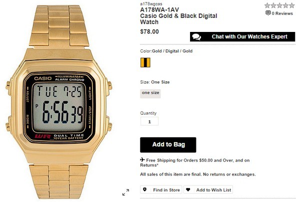  Mẫu đồng hồ này có giá mềm hơn chút xíu, 78$ (gần 1,6 triệu đồng).