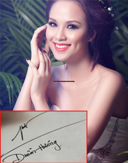 Chữ ký Hoa hậu Diễm Hương cũng đơn giản và các nét khá sát nhau.