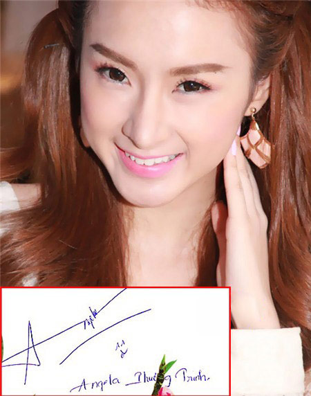Angela Phương Trinh bắt đầu chữ ký của mình với chữ A như ngôi sao 5 cánh.