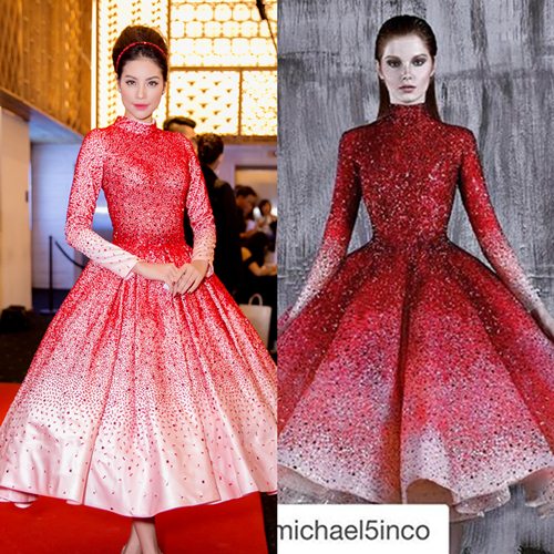 Trang phục Phạm Hương diện lấy cảm hứng từ bộ cánh của Michael Cinco Fashion Dubai Spring Summer 2016?
