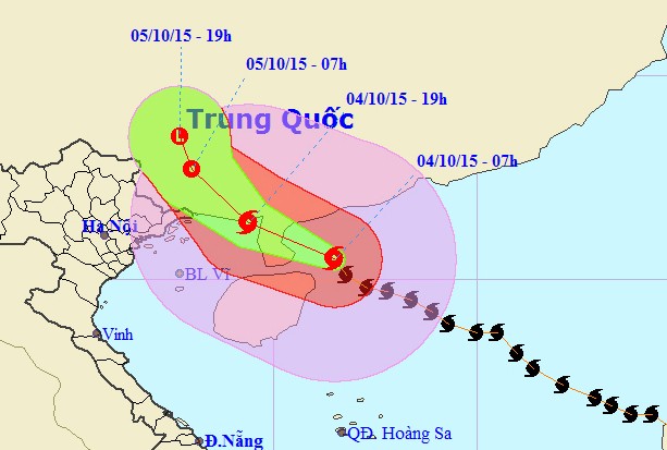Theo tin bão mới nhất về cơn bão số 4, chiều nay 4/10, bão Mujigae sẽ đổ bộ vào bờ biển phía tây bán đảo Lôi Châu (Trung Quốc)