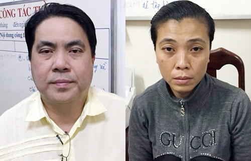 Hai đối tượng buôn bán phụ nữ Ngu Weng Hie và Hoa tại cơ quan điều tra, theo tin tức pháp luật 24h qua