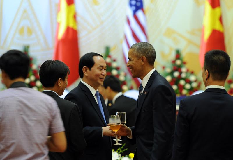 Tổng thống Mỹ Obama và Chủ tịch nước Trần Đại Quang tại tiệc chiêu đãi