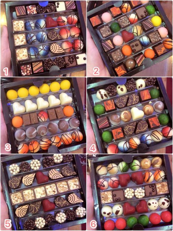 Những viên chocolate đủ màu sắc, hình dáng khá dễ thương và cũng sang trọng để làm quà tặng.