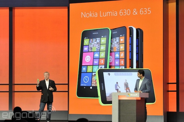 Nokia cũng ra mắt 2 điện thoại Windows Phones thuộc phân khúc giá rẻ gồm Lumia 630 và Lumia 635. Máy sẽ có màn hình 4,5 inch và có giá dưới 200 USD. Sản phẩm bán ra vào tháng Năm và đây sẽ là các smartphone đầu tiên chạy WP 8.1.