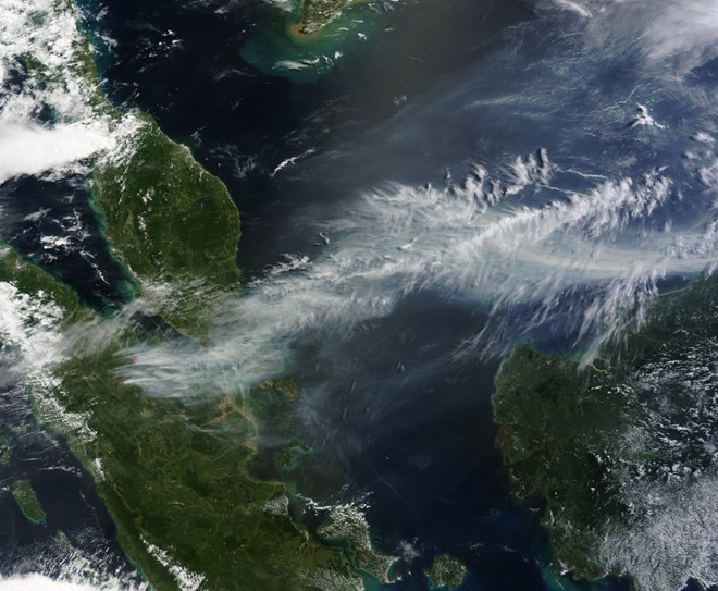 Một vụ cháy rừng trên đảo Sumatra của Indonesia