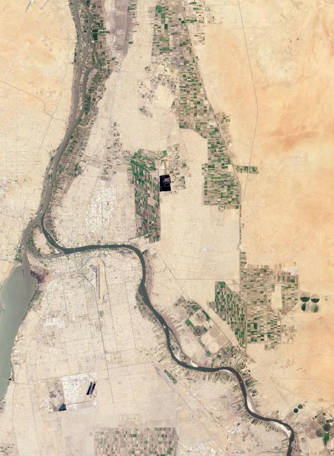 Hai nhánh của sông Nile được chụp từ Khartoum, Sudan