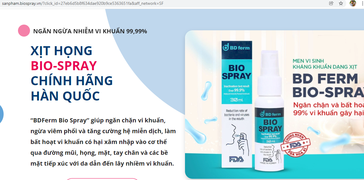 Xịt họng Bdferm Bio Spray 'nổ' công dụng, lừa dối người tiêu dùng?