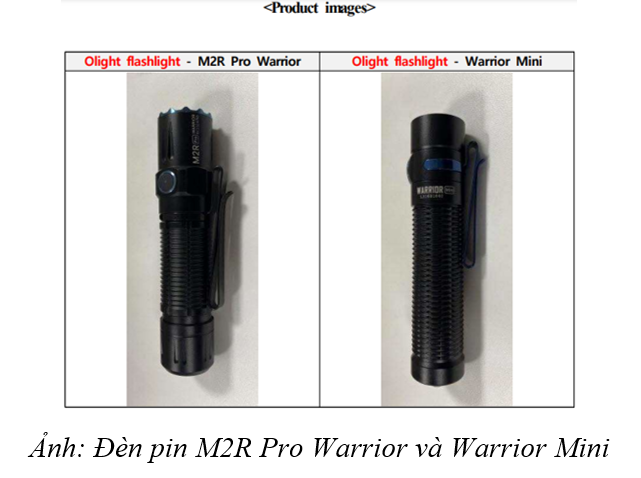 Thông tin chính thức về đèn pin M2R Pro Warrior và Warrior Mini hãng Olight dễ gây mất an toàn