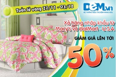 Giảm giá 50% chăn ga gối đệm tại Dem.vn