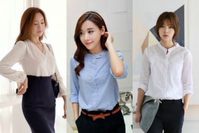 Thanh lịch tới công sở ngày thu với sơ mi cổ tàu