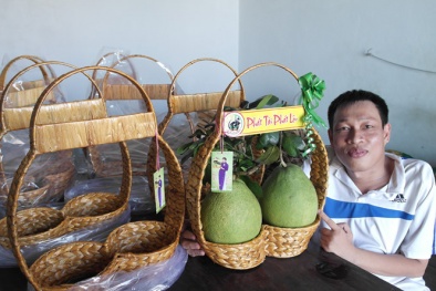 Độc đáo giỏ đựng bưởi chưng Tết