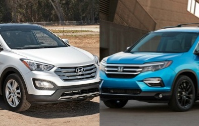 SUV hạng trung Honda Pilot 2016 đối đầu Hyundai Santa Fe 2016