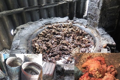 Bên trong 'lò' sản xuất mỡ lợn, trâu bò bẩn nhất Hà Nội