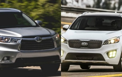 So sánh SUV gia đình hạng trung Kia Sorento và Toyota Highlander 2016