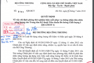 Quatest 1 chính thức dãn nhãn năng lượng cho 9 phương tiện, thiết bị